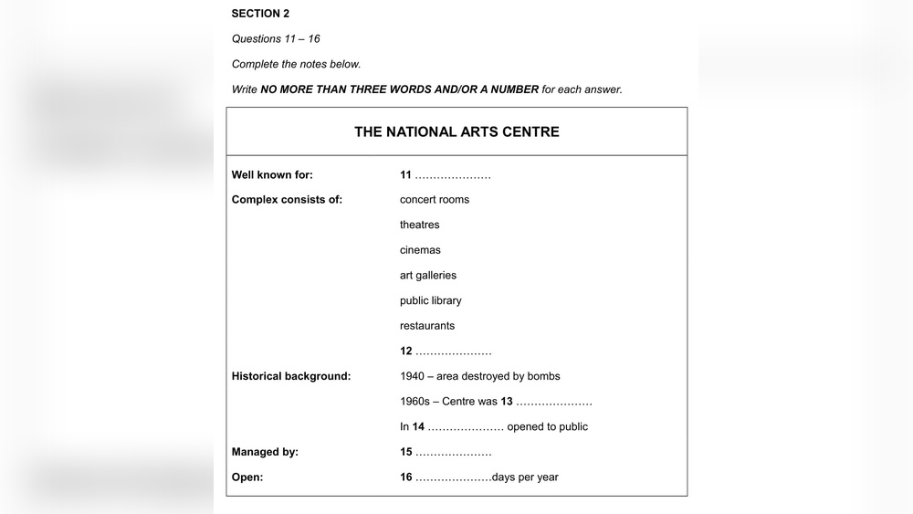 Ielts Listening Note Completion
