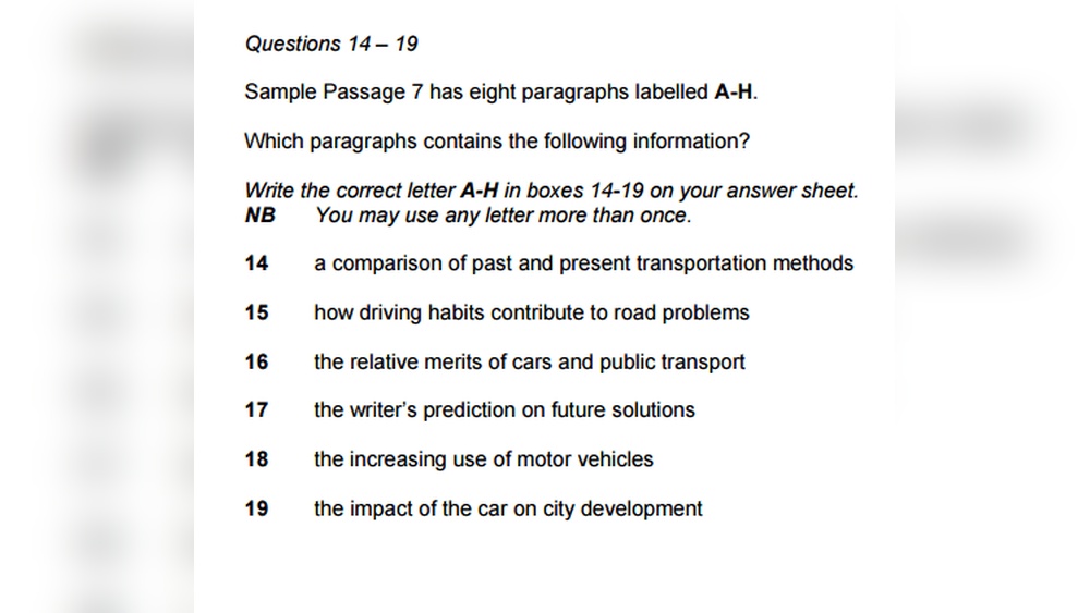 Ielts Reading Paragraph Matching